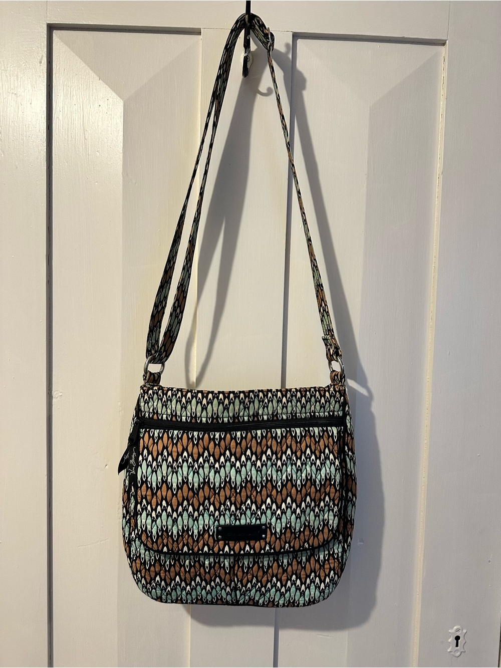 Vera Bradley Brown and Teal Patterned Crossbody Bag